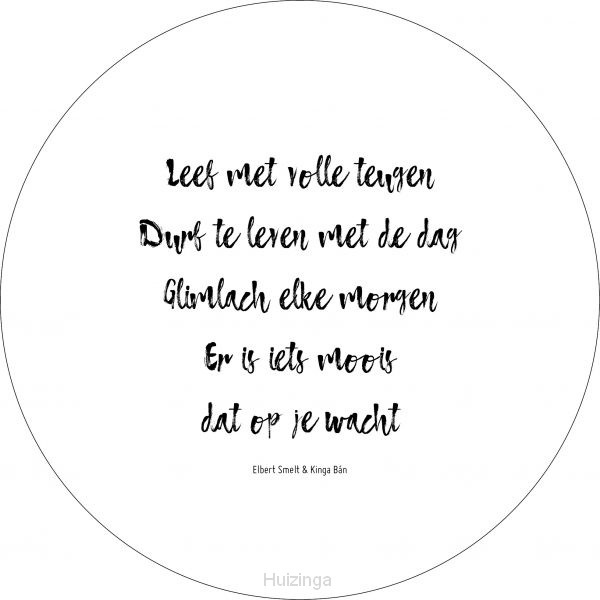 Muurcirkel zwartwit Leef met volle teuge