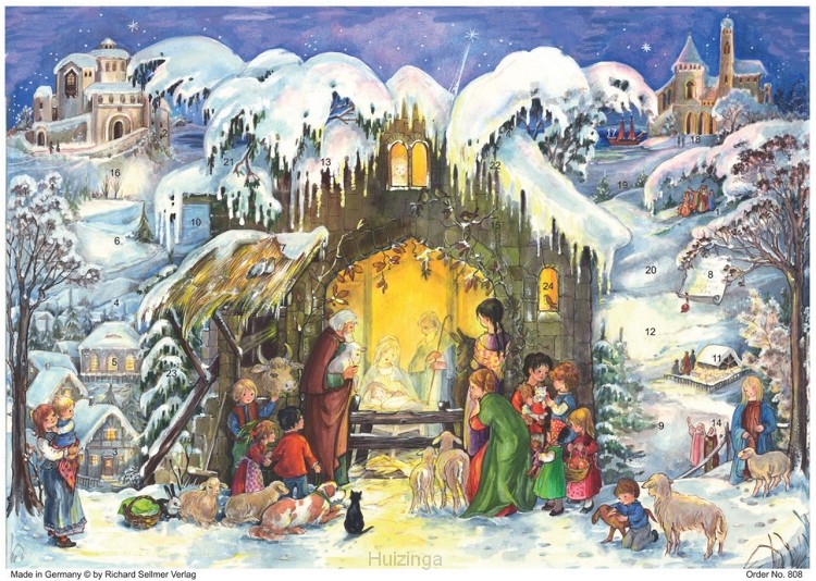 Advents Card & Envelope Nativity/Snow