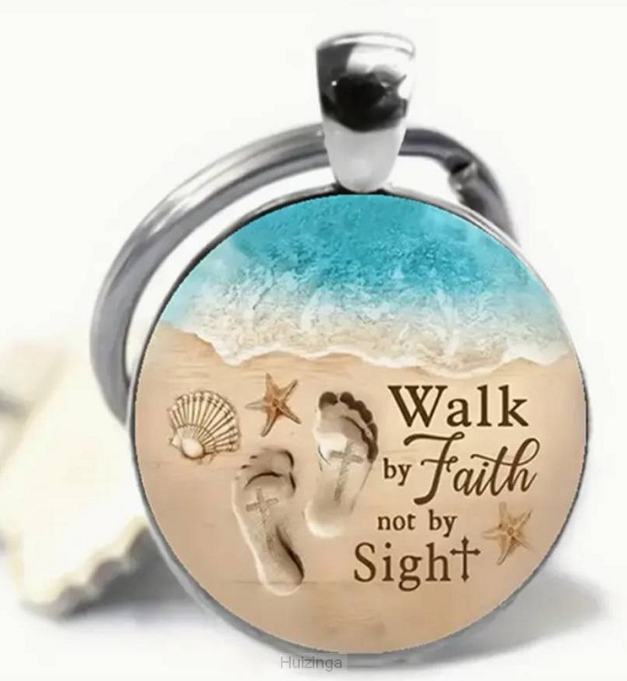 Keyring metal/epoxy Walk by faith
