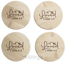Coasterset (4) Round 9,5cm Loved 1 john