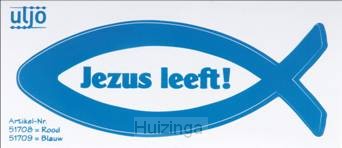 Sticker Vis 1,5cm blauw Jezus leeft