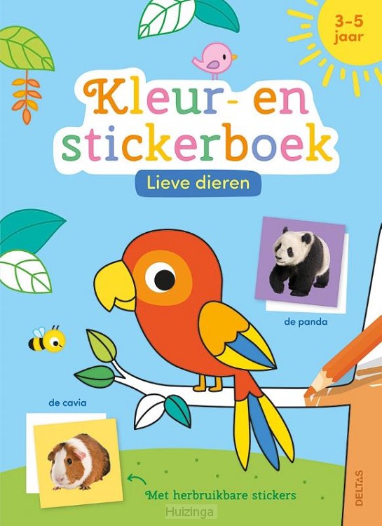 kleur- en stickerboek Lieve dieren / 3-5
