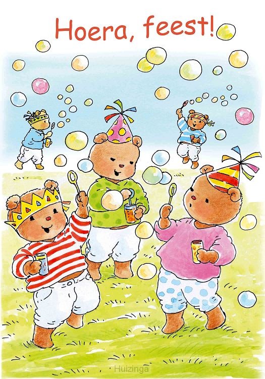 Ansichtkaart 10,5x15 bobbi hoera feest