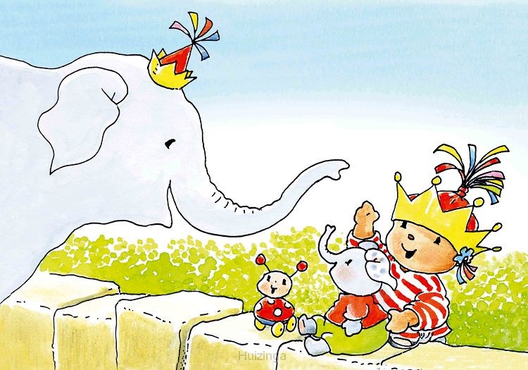 Ansichtkaart 10,5x15 bobbi en olifant