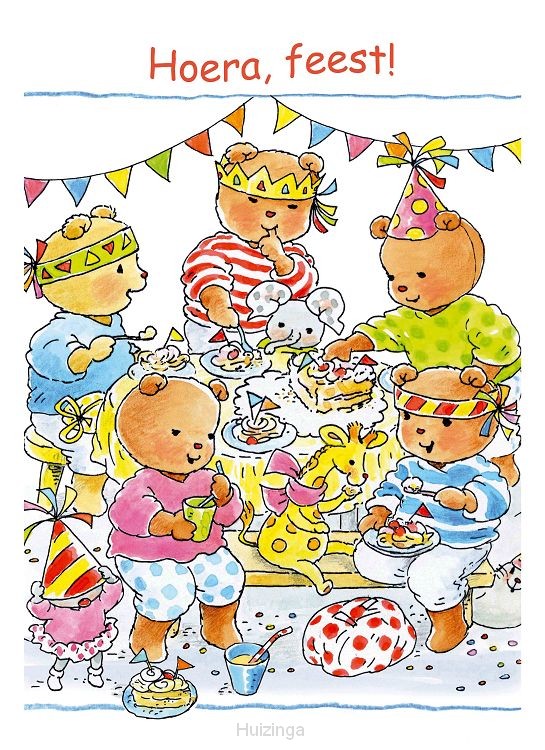 Ansichtkaart 10,5x15 bobbi hoera feest