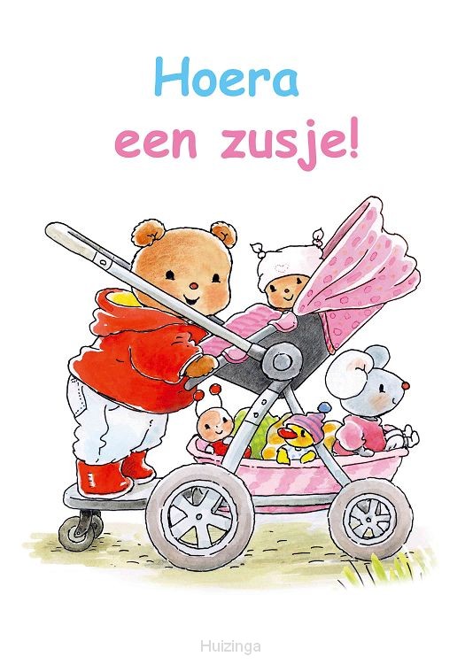 Ansichtkaart 10,5x15 bobbi hoera een zus