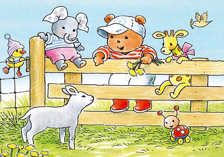 Ansichtkaart 15x10,5 bobbi bij lammetje