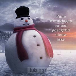 Kerstkaart sneeuwpop fijne kerstdagen en