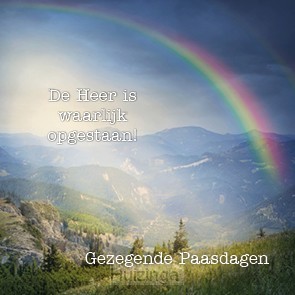 Kaart gezegende paasdagen regenboog