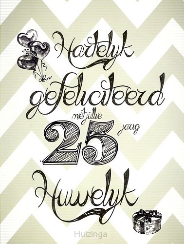 Kaart gefeliciteerd 25 jarig huwelijk