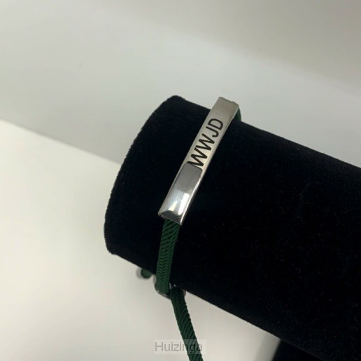 Touwarmband wwjd groen