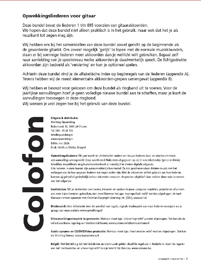 Opwekking 2025 Aanv gitaarakkoorden