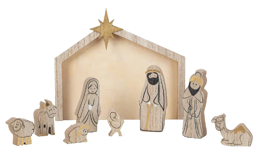Woode Decoration Nativity standing 22x25