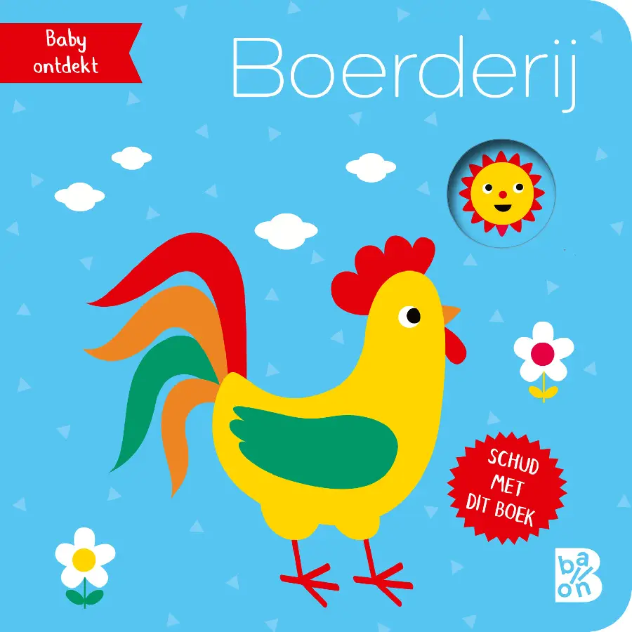 Mini schudboekje met rammelaar boerderij