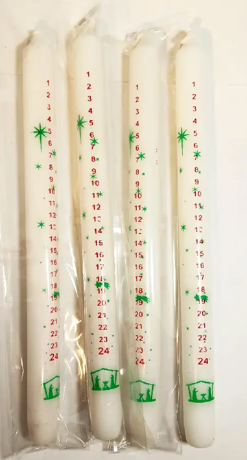 Advent kaars met nummers - 23 x 2,3 cm