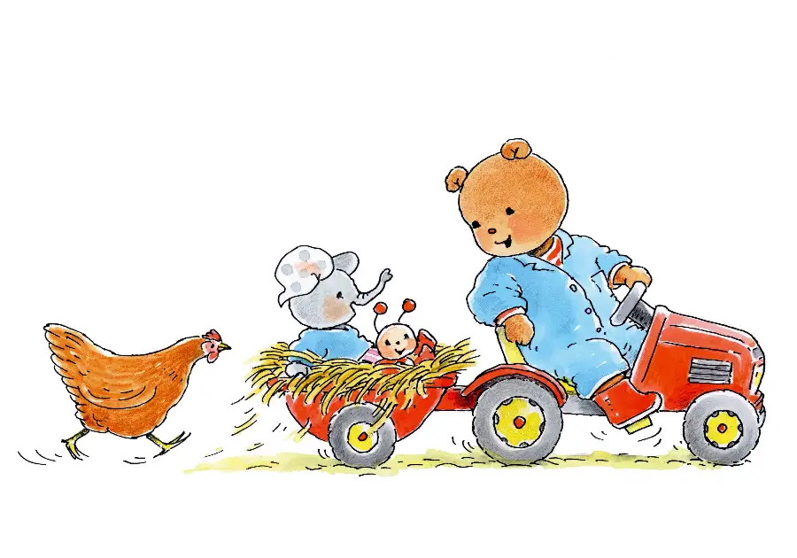 Ansichtkaart 10,5x15 bobbi op de tractor