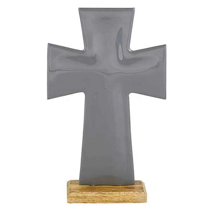 Enamel Cross Medium Grey
