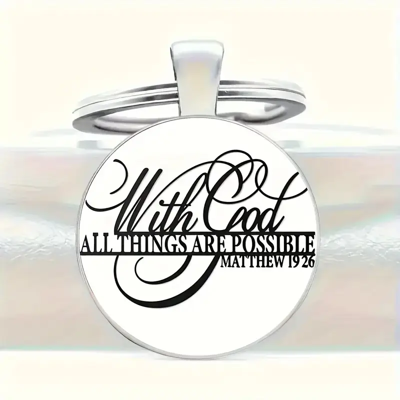 Keyring Metal/Epoxy With God all things