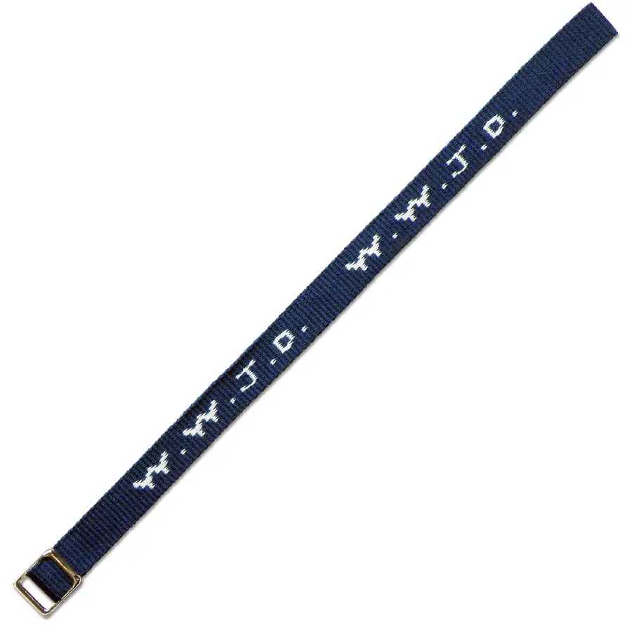 W w j d armbandje geweven donkerblauw