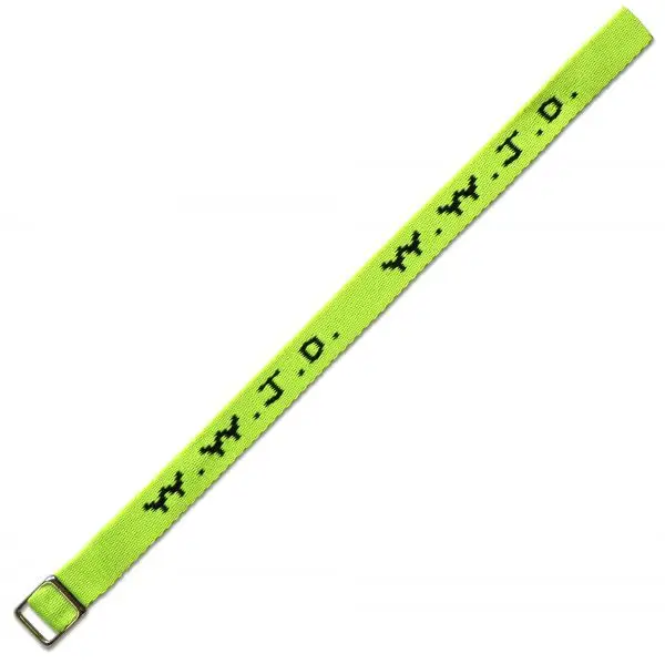 W w j d armbandje geweven neon geel