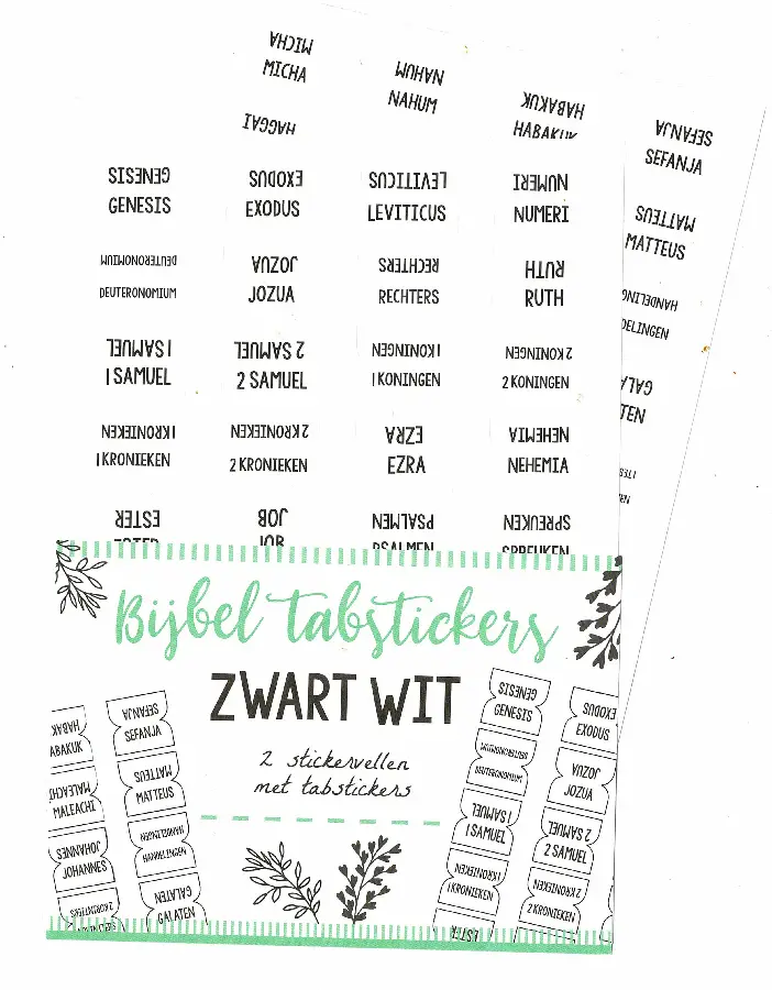 Bijbel tabstickers zwart wit